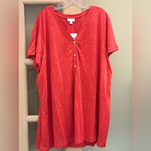 J. Jill Bright Red Short Sleeve Tunic